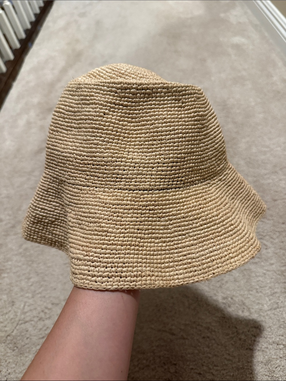 Janessa Leone felix packable bucket Hat in Natural Beige in used condition